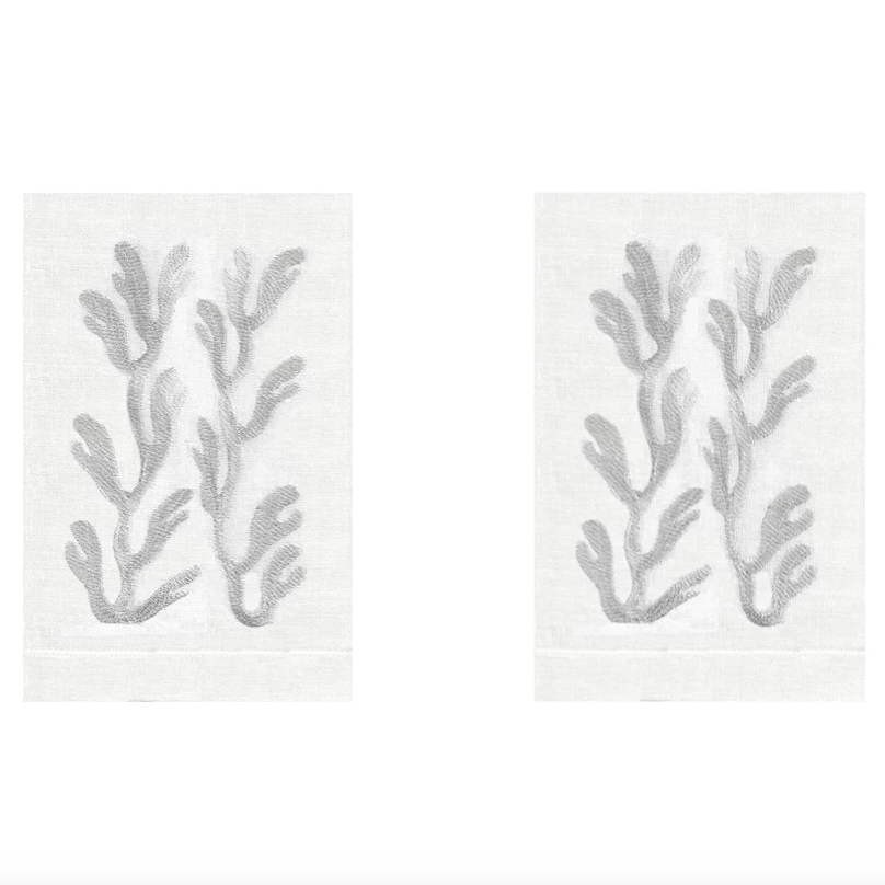 Silver Coral Linen Guest Towels (Set of 2) | Fig Linens and Home