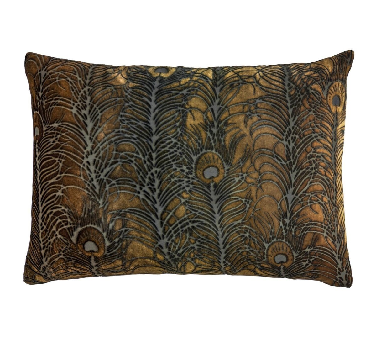 Fig Linens - Copper Ivy Peacock Feather Pillow by Kevin O'Brien Studio