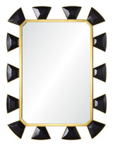 Black Leather Baguette and Brass  Accent Wall Mirror by Celerie Kemble | Fig Linens