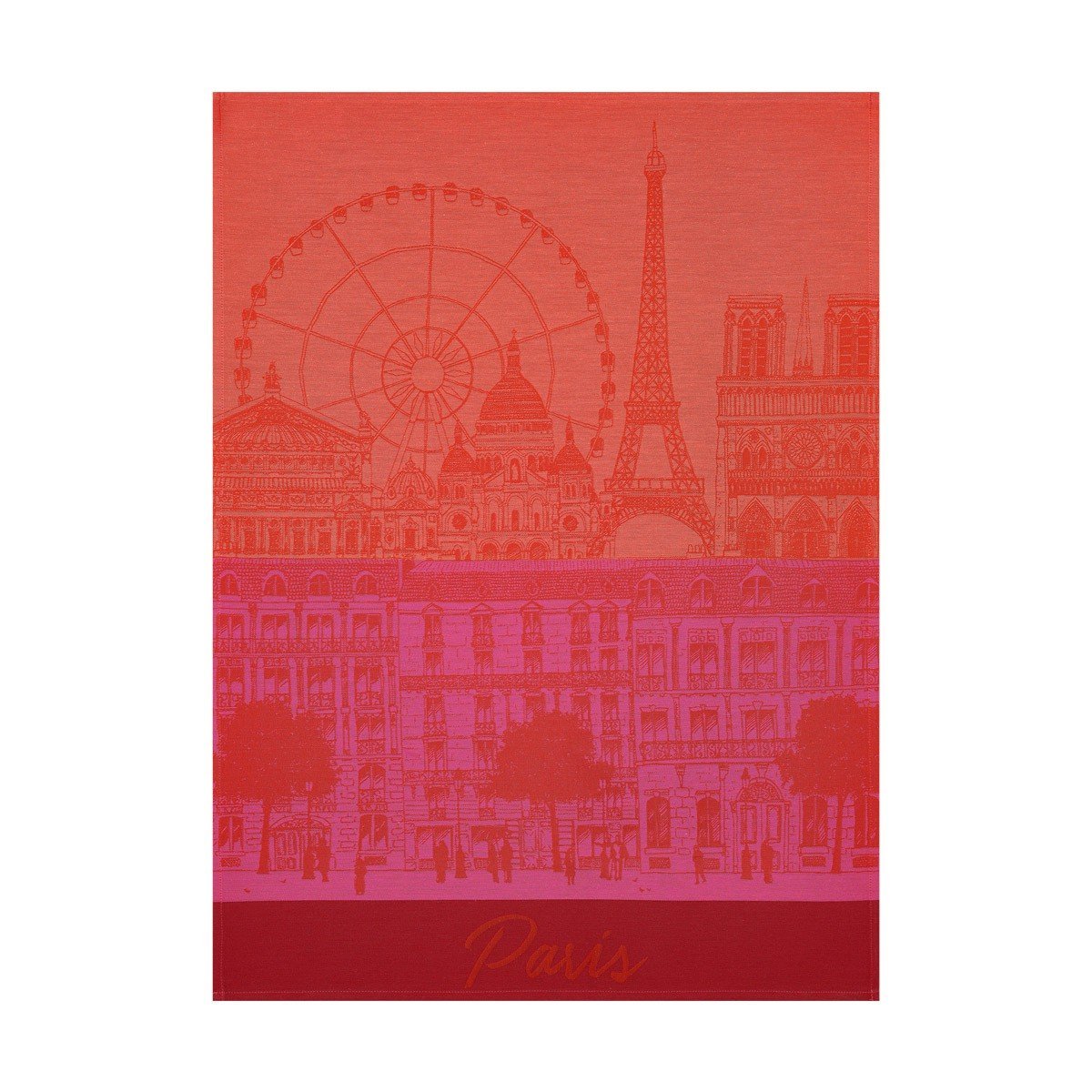 Le Jacquard Français Paris Panorama Red Kiss Tea Towel by Le Jacquard Français - 24" x 31" Tea Towels - Set of 4 Red Kiss at FIG LINENS AND HOME - 1