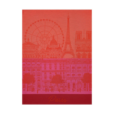 Le Jacquard Français Paris Panorama Red Kiss Tea Towel by Le Jacquard Français - 24" x 31" Tea Towels - Set of 4 Red Kiss at FIG LINENS AND HOME - 1