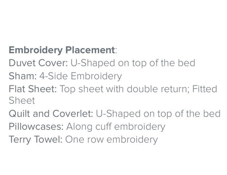 Fig Linens - Novella Bedding by Dea Linens - Embroidery placement 