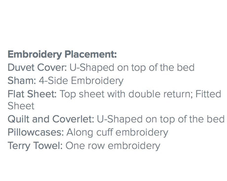 Fig Linens - Vicky Embroidered Bedding by Dea Linens - Embroidery Placement