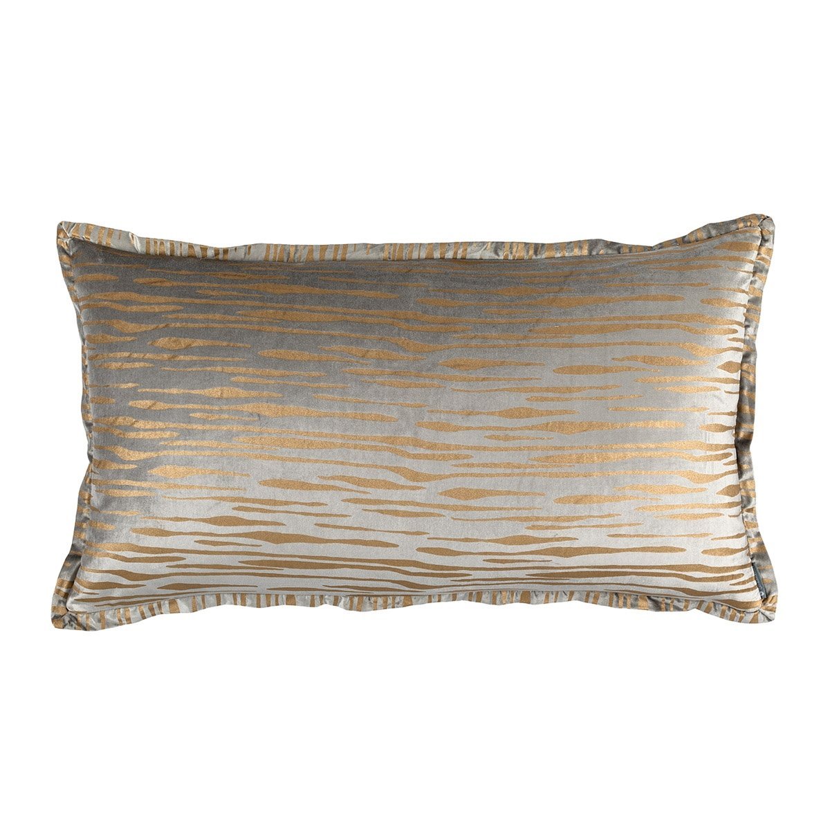 Fig Linens - Lili Alessandra Bedding - Zara Light Grey Velvet and Gold King Pillow