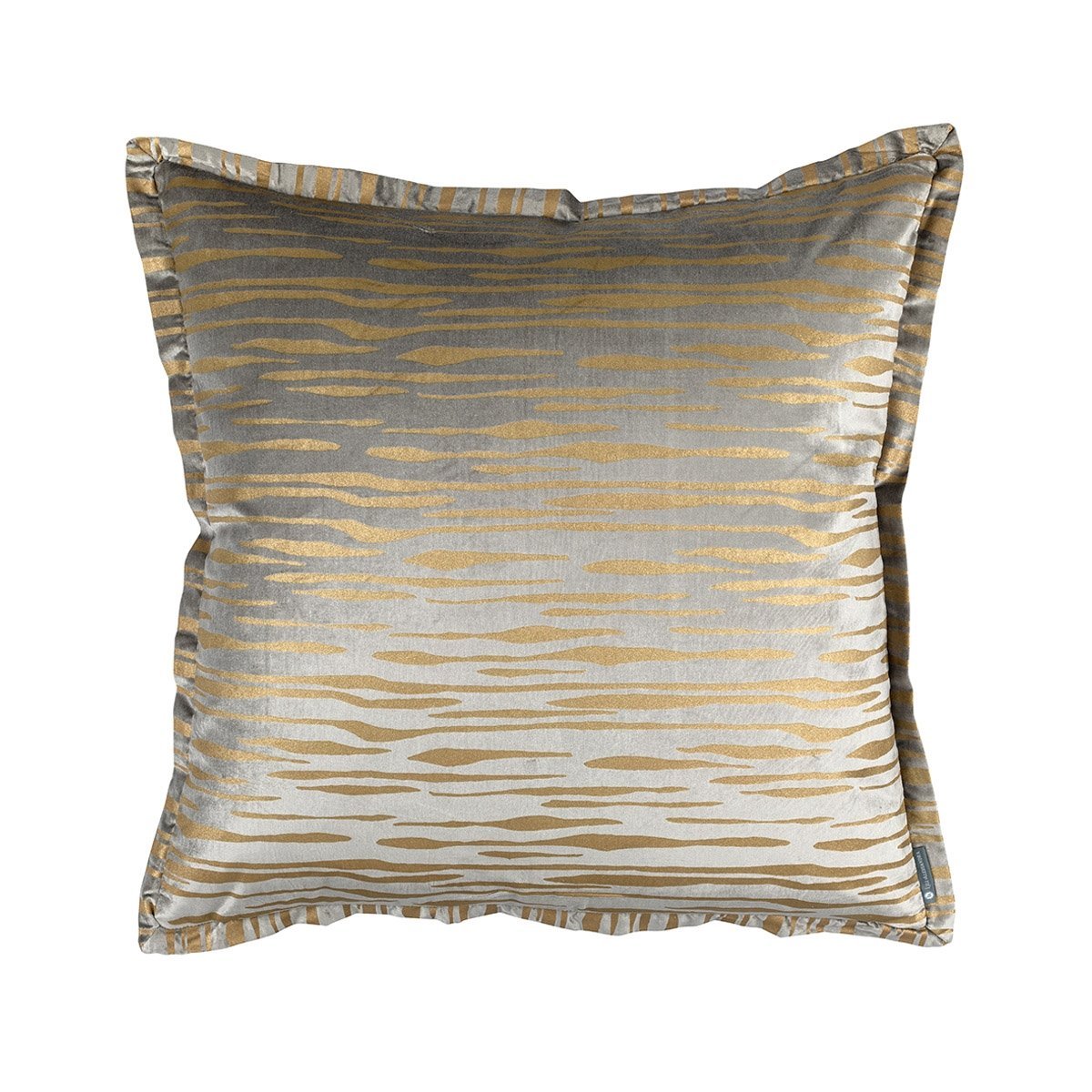 Fig Linens - Lili Alessandra Bedding - Zara Light Grey Velvet and Gold Euro Pillow