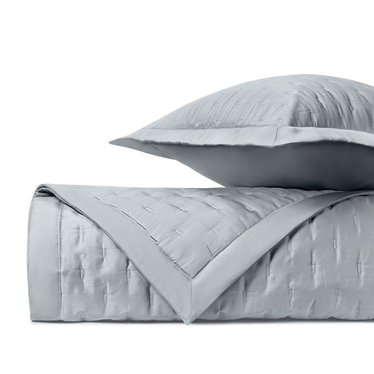 FIL COUPE Quilted Coverlet in Blue Gray by Home Treasures at Fig Linens and Home