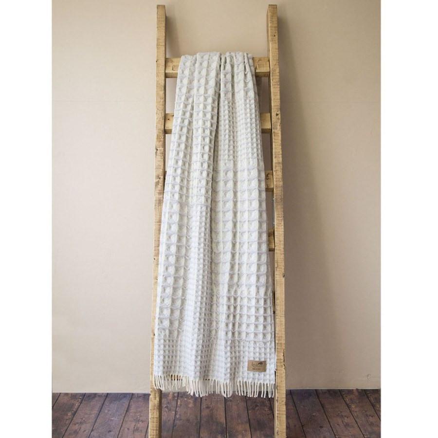 Lands Downunder Waffle Weave Throw Gray by Lands Downunder - at FIG LINENS AND HOME - 1