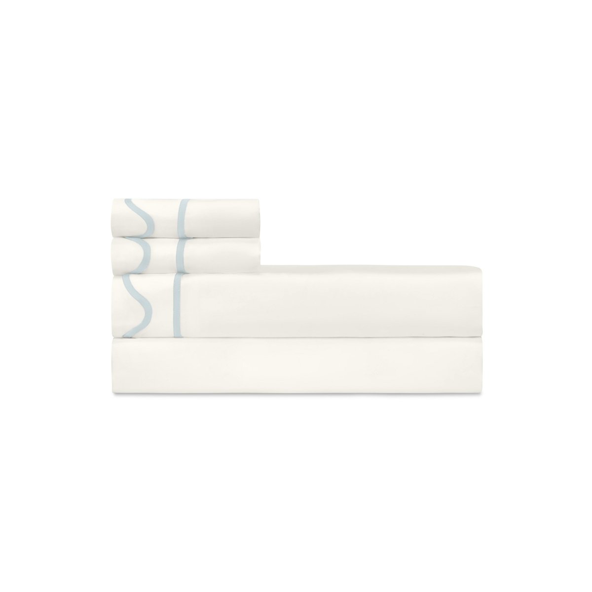 Home Treasures Amalfi Bedding - AMALFI PILLOWCASES - IVORY / SION BLUE