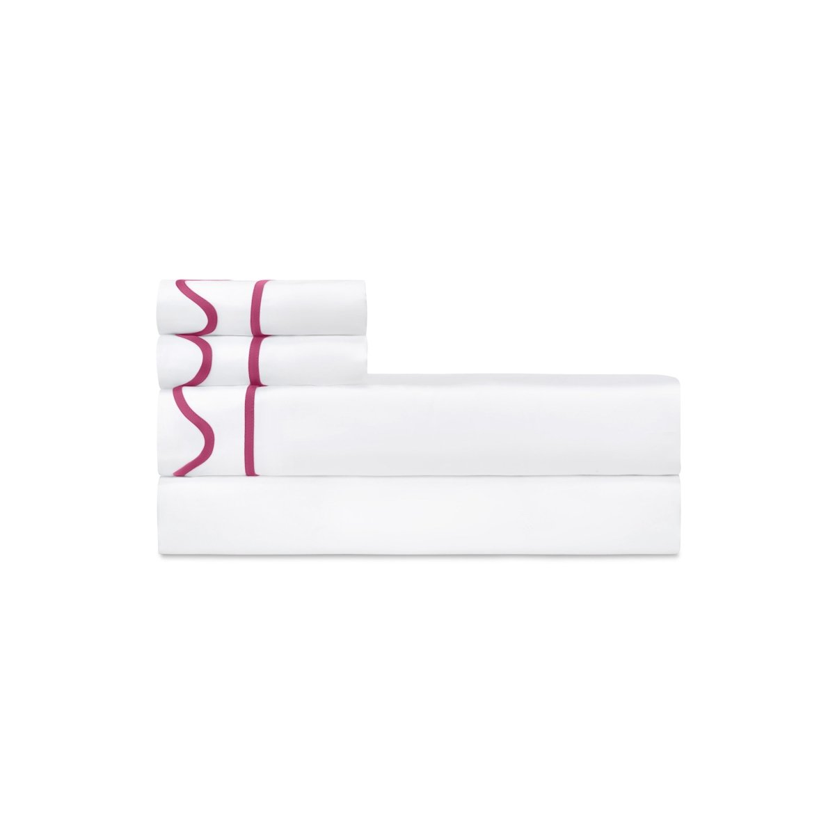 Home Treasures Amalfi Bedding - AMALFI PILLOWCASES - WHITE / BRI PINK