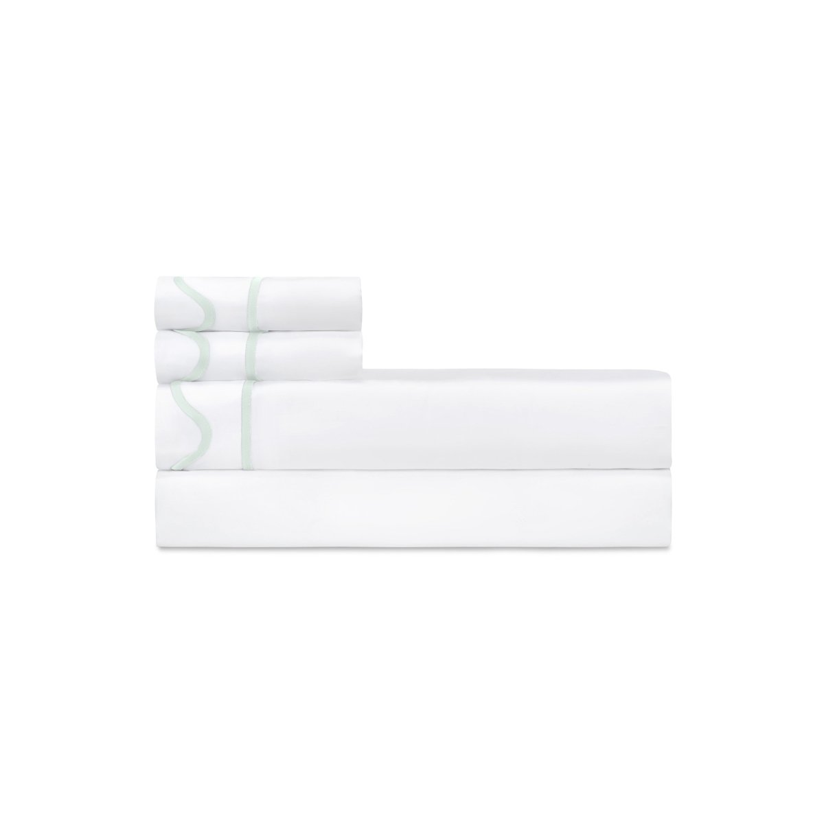 Home Treasures Amalfi Bedding - AMALFI PILLOWCASES - WHITE / EUCALIPTO