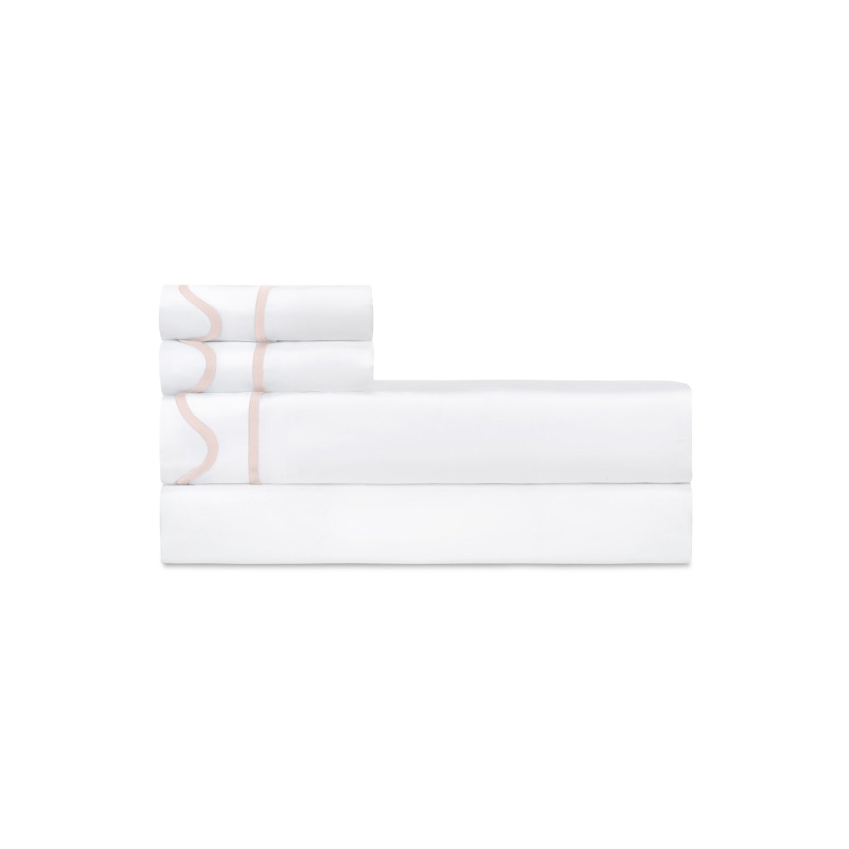 Home Treasures Amalfi Bedding - AMALFI PILLOWCASES - WHITE / LT PINK