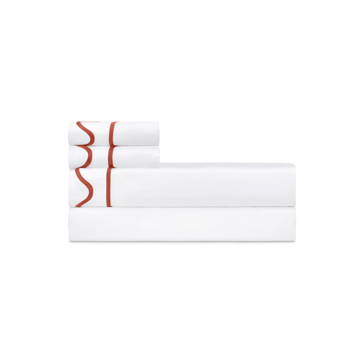 Home Treasures Amalfi Bedding - AMALFI PILLOWCASES - WHITE / LOBSTER