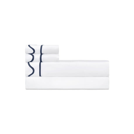 Home Treasures Amalfi Bedding - AMALFI PILLOWCASES - WHITE / NAVY BLUE