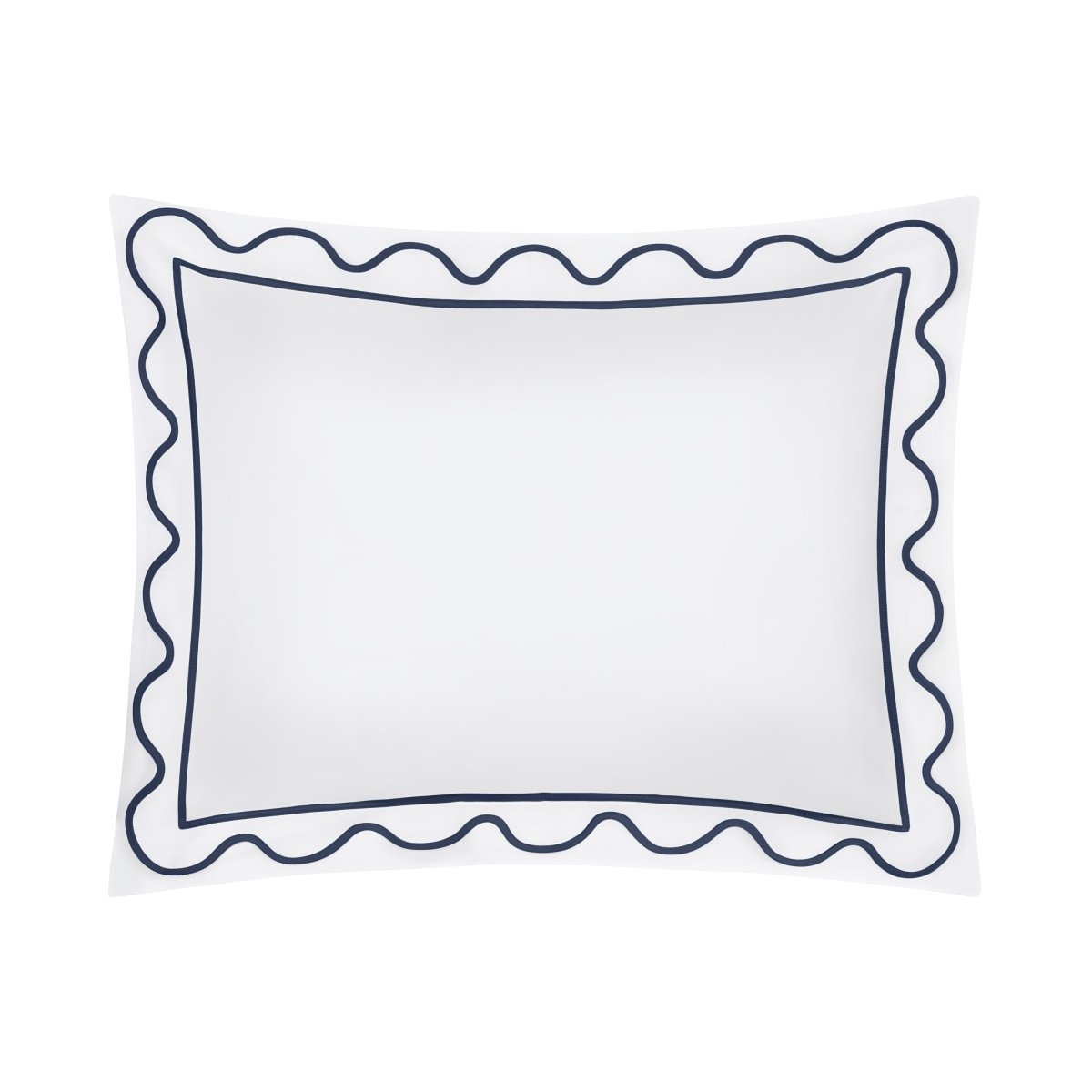 Home Treasures Amalfi Bedding - AMALFI Pillow SHAM - WHITE / NAVY BLUE