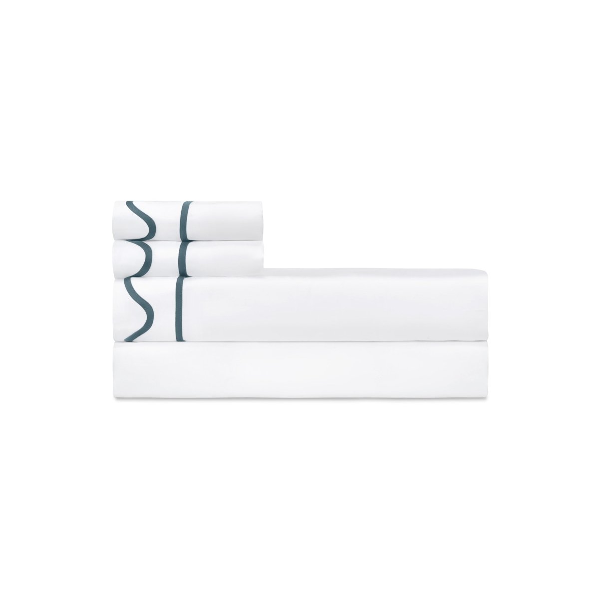 Home Treasures Amalfi Bedding - AMALFI PILLOWCASES - WHITE / TEAL