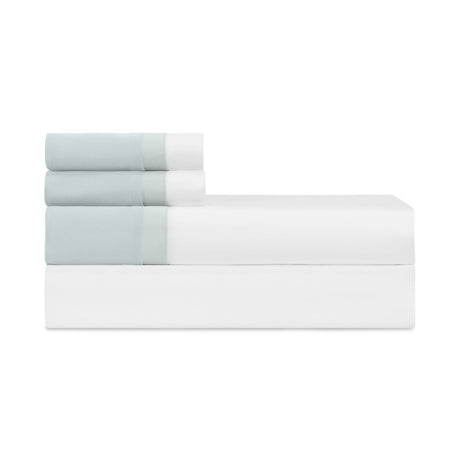 BORDERS KING PILLOWCASES - WHITE / EUCALIPTO / SION BLUE