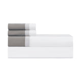BORDERS KING PILLOWCASES - WHITE / PEBBLE / CHROME