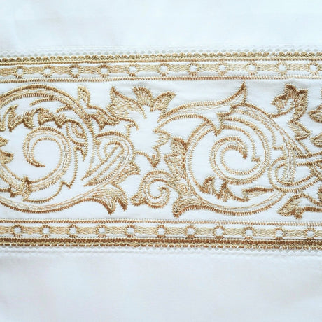 White and Olive Gold Swatch - Paris Bedding by Home Treasures at Fig Linens and Home