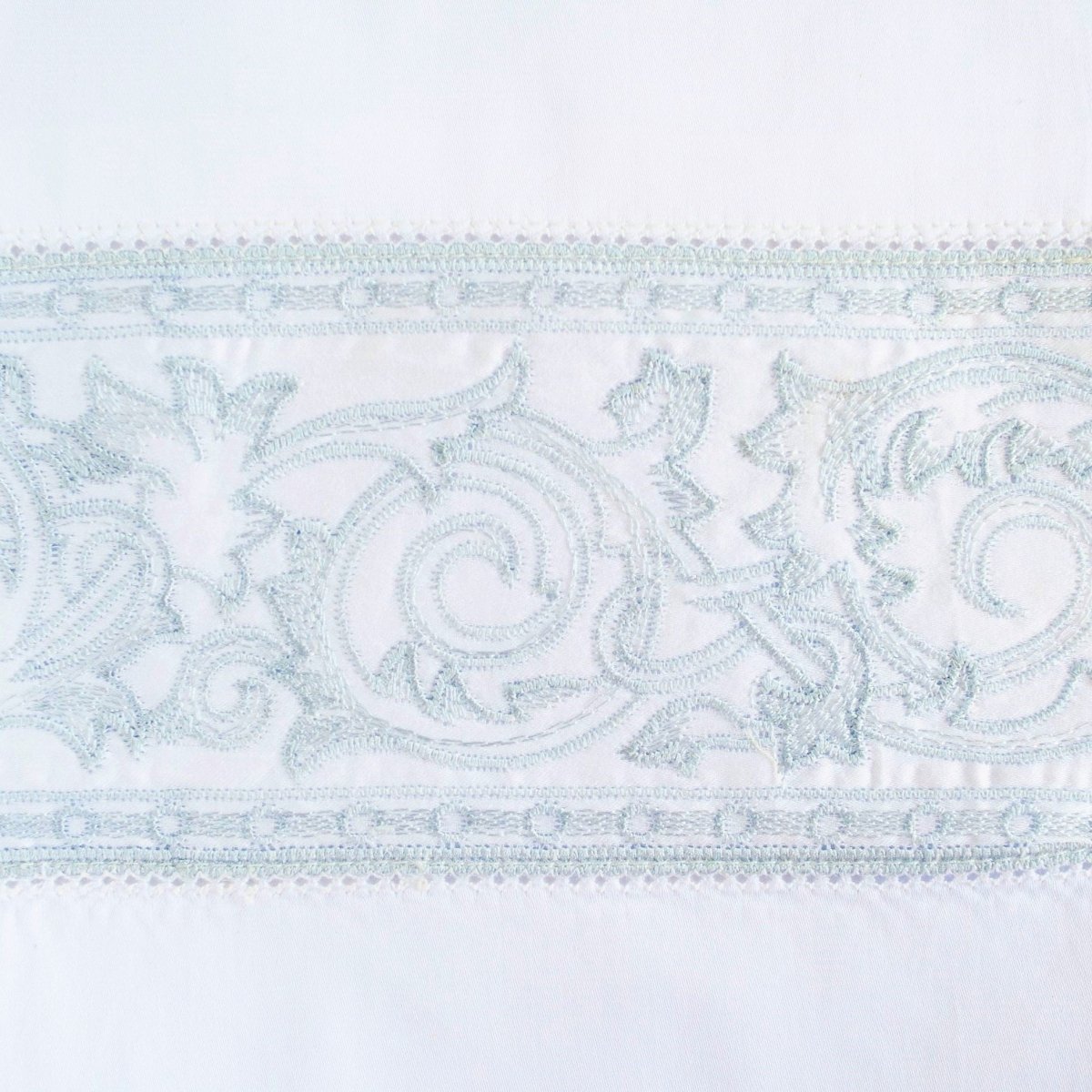 White and Sky Blue Swatch - Paris Bedding by Home Treasures at Fig Linens and Home