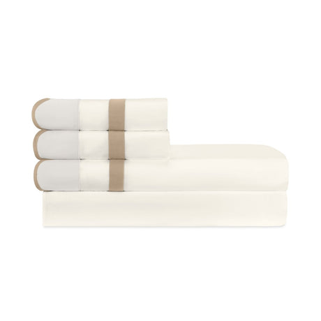 Home Treasures portofino sheetset ivory oyster candlelight lifestyle view | Fig Linens and Home