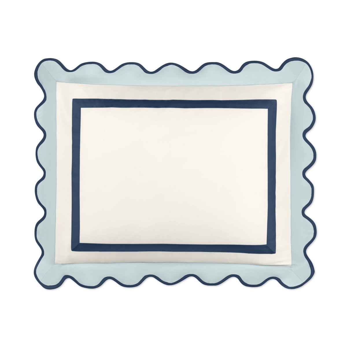 Home Treasures portofino sham ivory sion navy lifestyle view | Fig Linens and Home