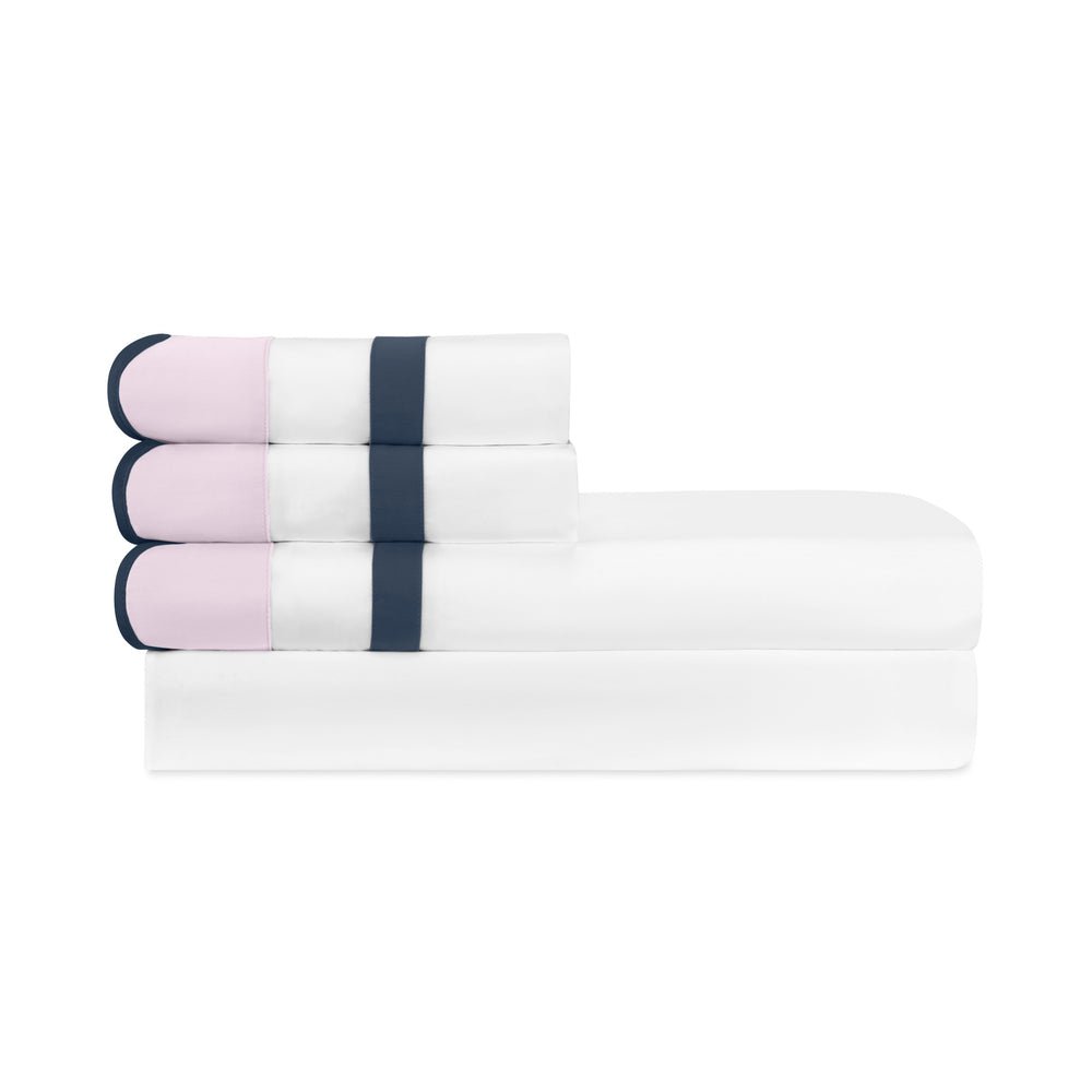 Home Treasures portofino sheetset white incenso navy | Fig Linens and Home