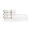 Home Treasures portofino sheetset white oyster sable lifestyle view | Fig Linens and Home