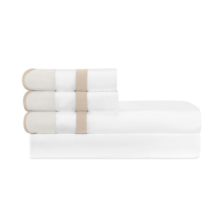 Home Treasures portofino sheetset white oyster sable lifestyle view | Fig Linens and Home