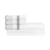 Home Treasures portofino sheetset white pebble chrome lifestyle view | Fig Linens and Home