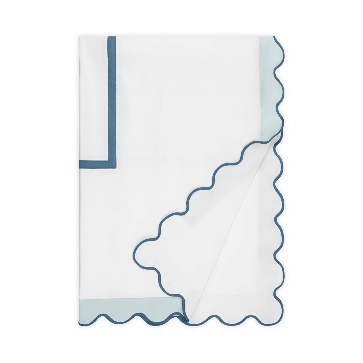 Home Treasures portofino duvet white sion slateblue lifestyle view | Fig Linens and Home