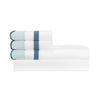 Home Treasures portofino sheetset white sion slateblue lifestyle view | Fig Linens and Home
