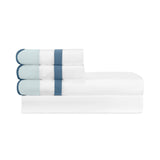 Home Treasures portofino sheetset white sion slateblue lifestyle view | Fig Linens and Home