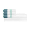 Home Treasures portofino sheetset white teal eucalipto lifestyle view | Fig Linens and Home