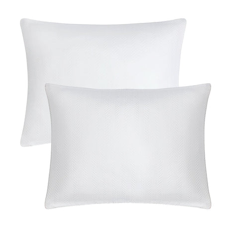 Home Treasures Thatcher Cotton Pillow Shams in White/White | Pillow Covers at Fig Linens and Home