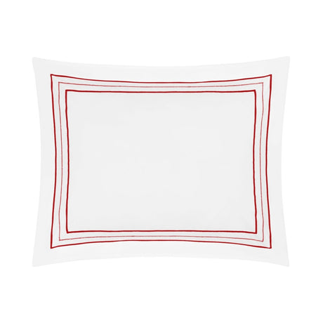 Triad Pillow Sham in White and Bright Red - Home Treasures at Fig Linens and Home