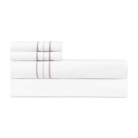 Triad Flat Sheet and Pillowcases in White and Lavender - Home Treasures at Fig Linens and Home