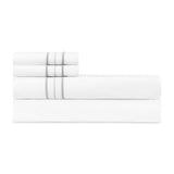 Triad Flat Sheet and Pillowcases in White and Pebble - Home Treasures at Fig Linens and Home