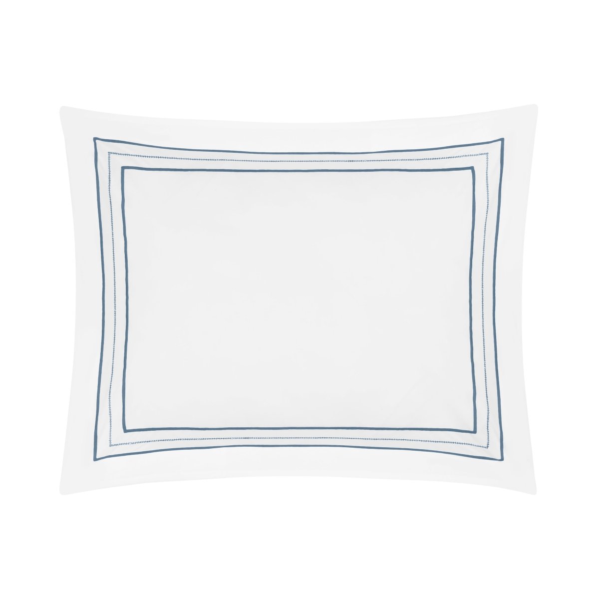 Triad Pillow Sham in White and Slate Blue - Home Treasures at Fig Linens and Home