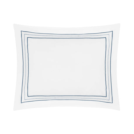 Triad Pillow Sham in White and Slate Blue - Home Treasures at Fig Linens and Home