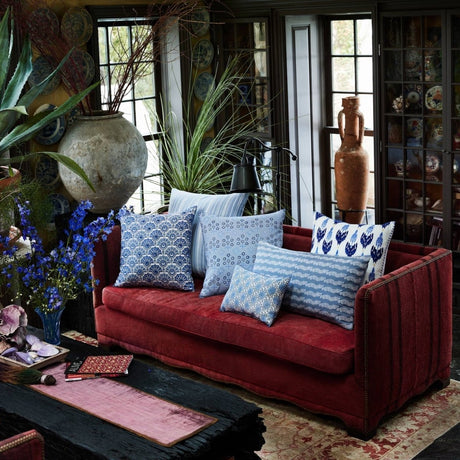 Aanan Light Indigo Pillow by John Robshaw at Fig Linens and Home - 2