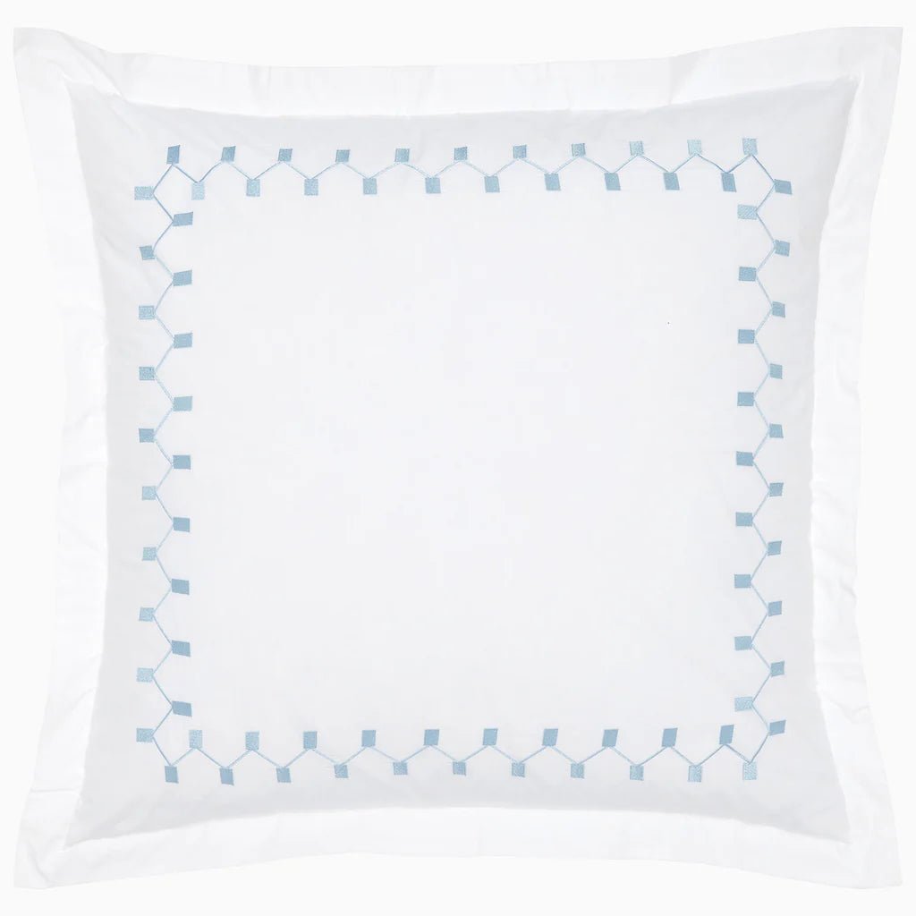 Anketi Light Indigo Border Organic Sham by John Robshaw Euro Square Sham Light Indigo at FIG LINENS AND HOME 1