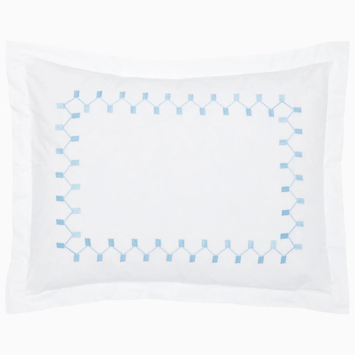 Anketi Light Indigo Border Organic Sham by John Robshaw King Sham Light Indigo at FIG LINENS AND HOME 2