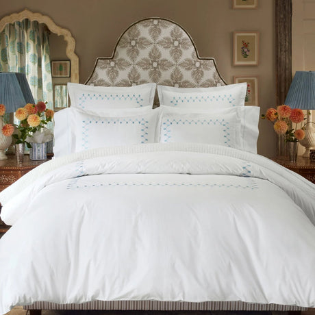 Anketi Light Indigo Organic Border Duvet Cover by John Robshaw King Duvet Cover Light Indigo at FIG LINENS AND HOME 1