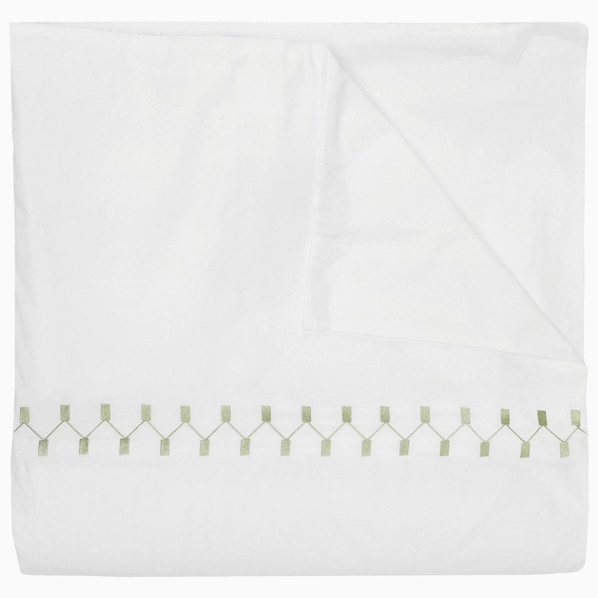 Anketi Sage Border Organic Duvet by John Robshaw at Fig Linens and Home - 1
