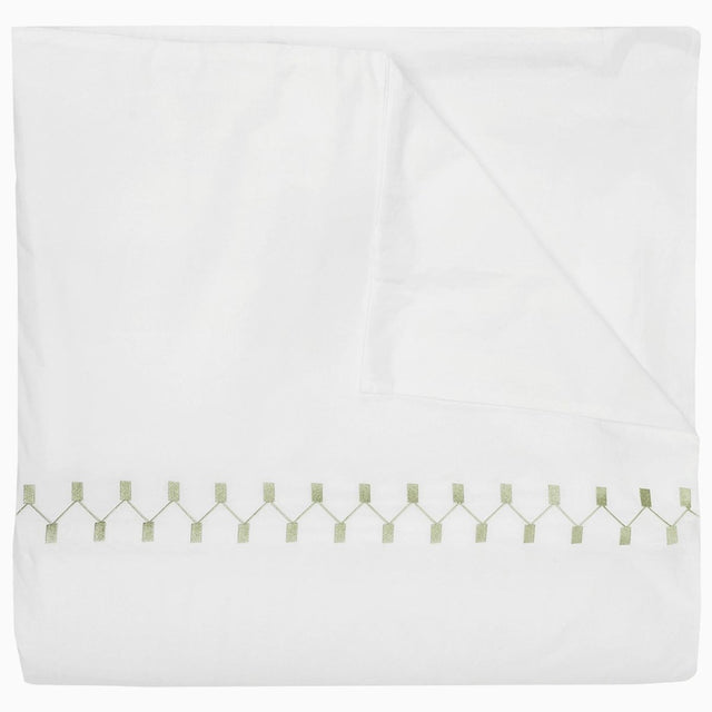 Anketi Sage Border Organic Duvet by John Robshaw at Fig Linens and Home - 1
