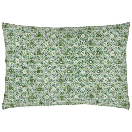 John Robshaw Ankur Mirrored Green Lumbar Pillow at Fig Linens and Home - Front View
