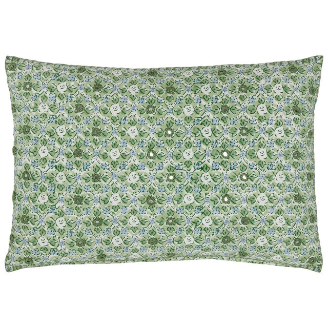 John Robshaw Ankur Mirrored Green Lumbar Pillow at Fig Linens and Home - Front View