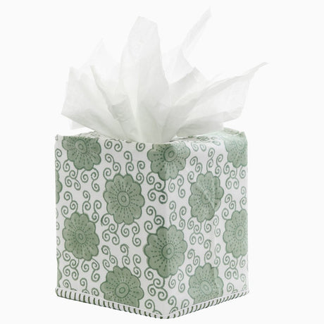 Damini Sage Tissue Box Cover by John Robshaw at Fig Linens and Home - 1