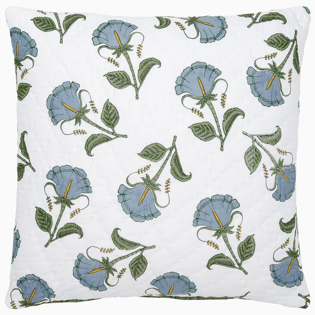 Euro Sham - Farah Light Indigo Quilts by John Robshaw at Fig Linens and Home - Front View
