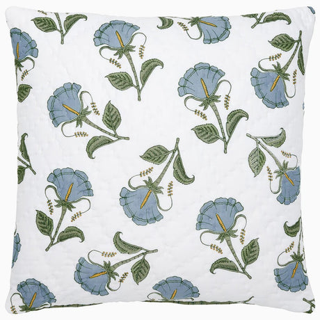 Euro Sham - Farah Light Indigo Quilts by John Robshaw at Fig Linens and Home - Front View